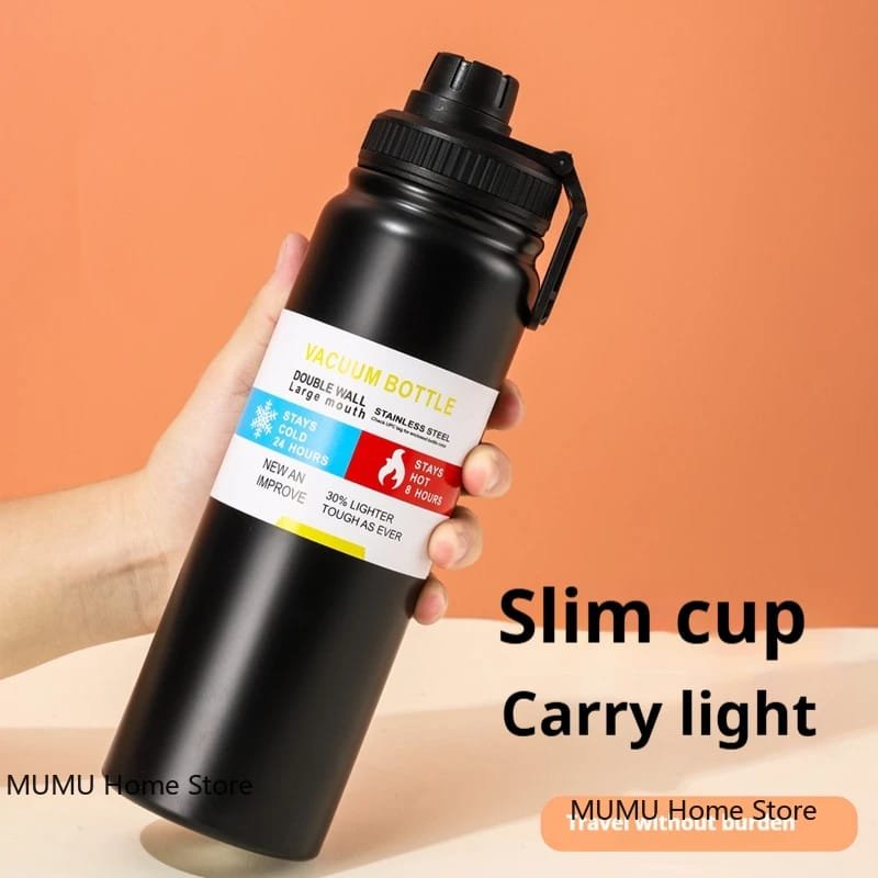 Double Wall Vacuum Water Bottle | Stainless Steel Insulated Bottle | Stays Cold 24H Hot 8H | Large Mouth | For Gym, Travel, Office